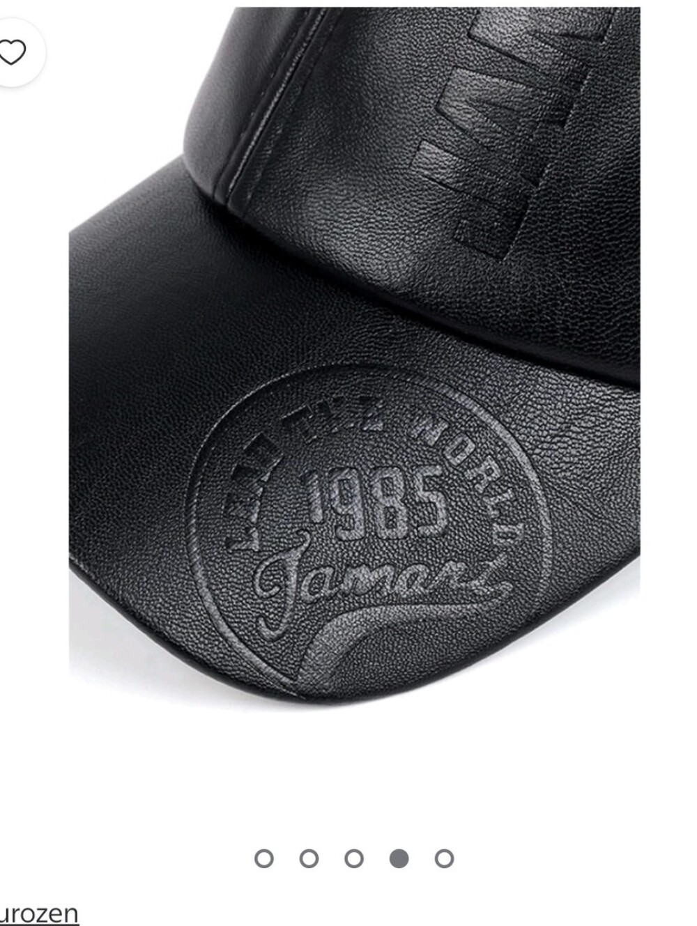 Faux Leather Leather Baseball Cap with Jamont 1985 Lead The World Logo - Picture 2 of 3